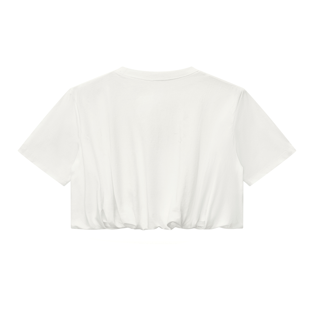 Lovida Crop Bubble Hem T-Shirt