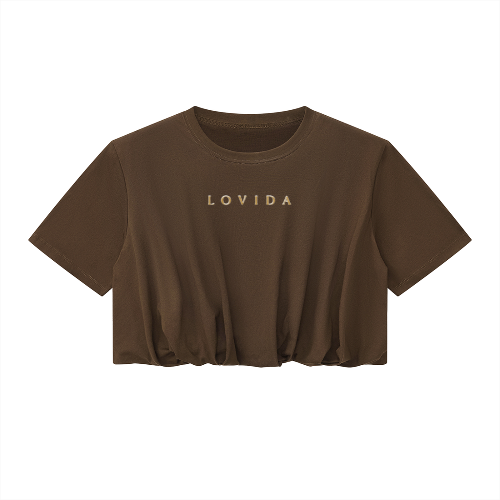 Lovida Crop Bubble Hem T-Shirt