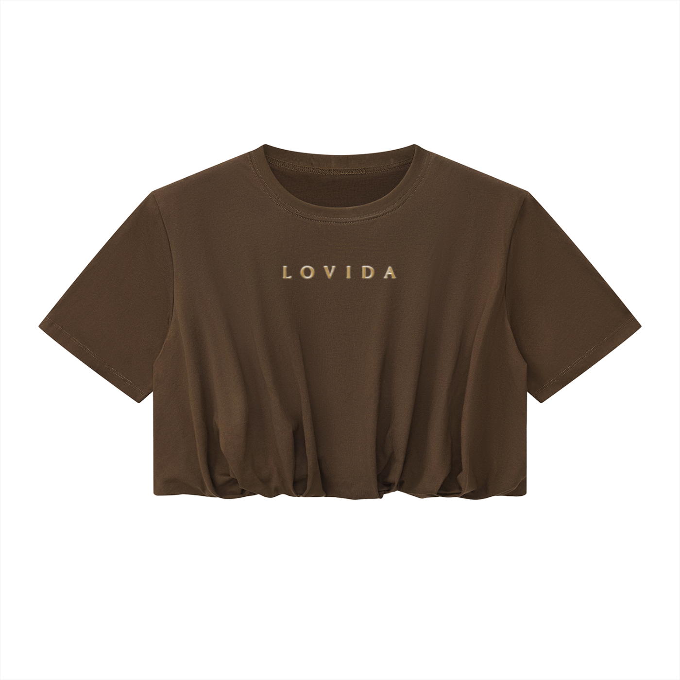 Lovida Crop Bubble Hem T-Shirt