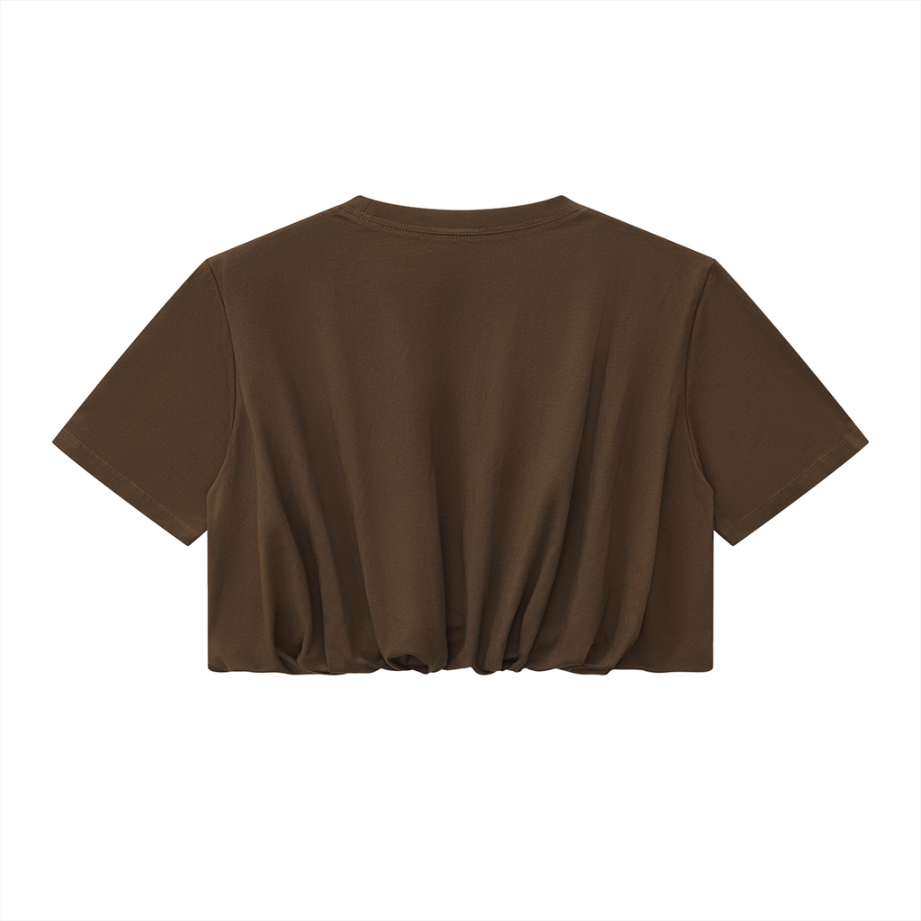 Lovida Crop Bubble Hem T-Shirt
