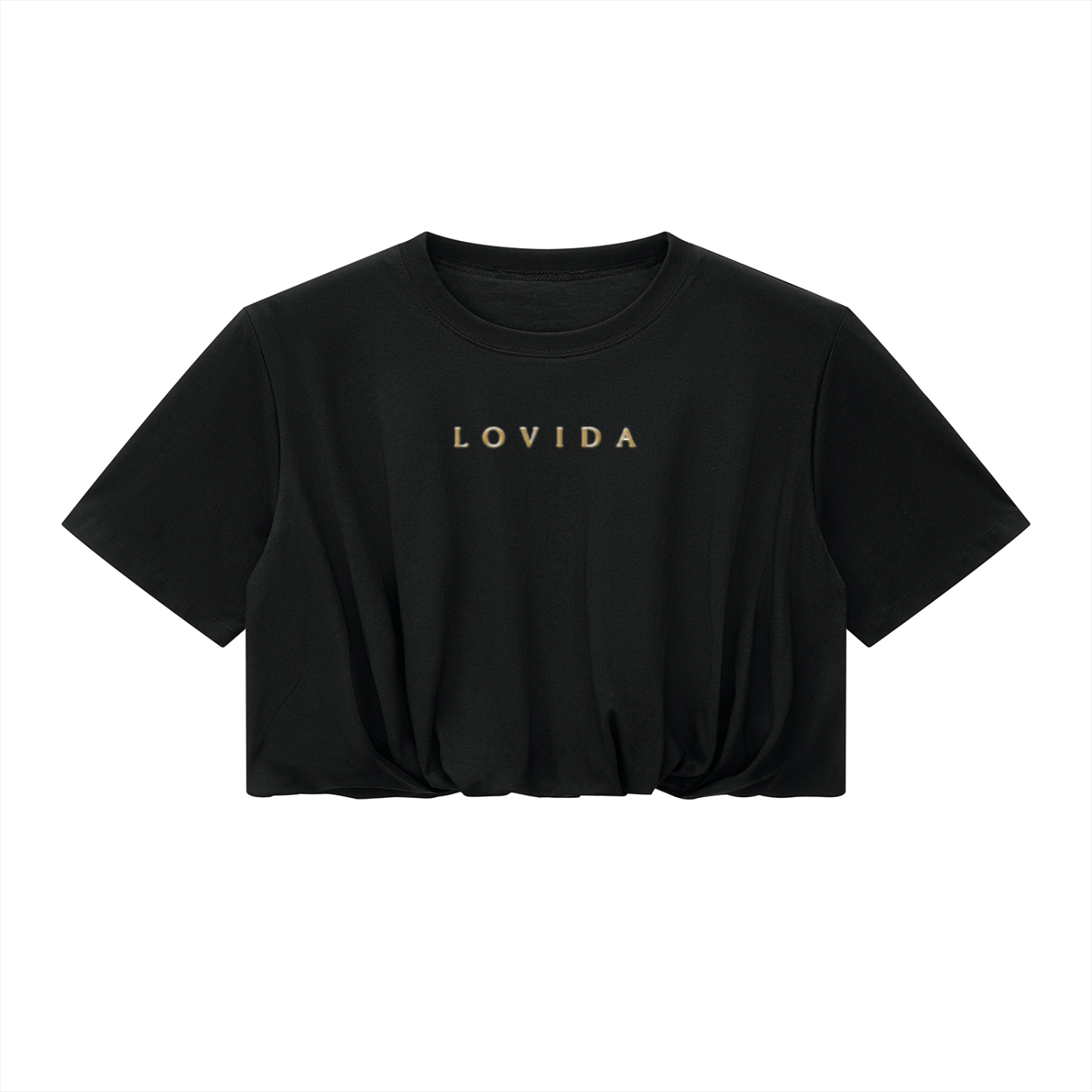 Lovida Crop Bubble Hem T-Shirt