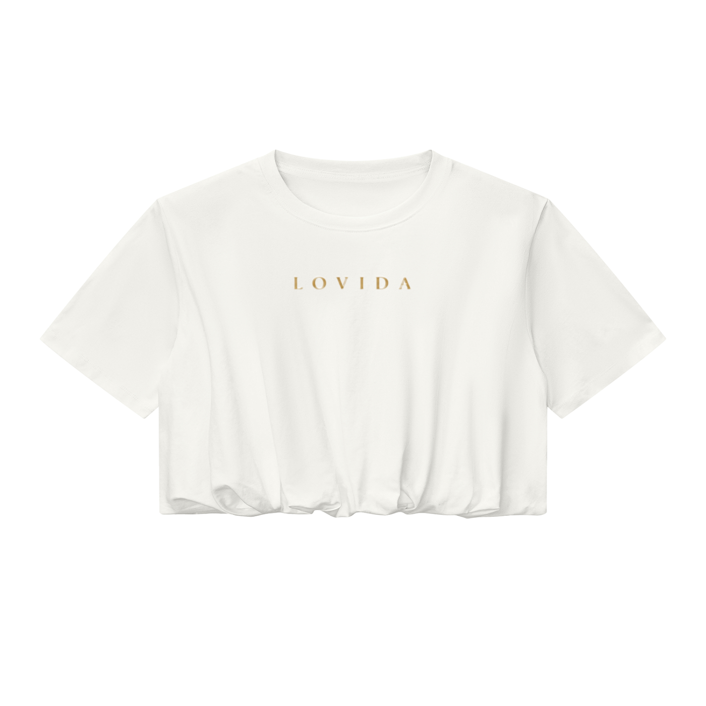 Lovida Crop Bubble Hem T-Shirt